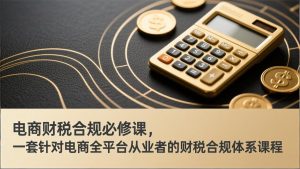 电商财税合规必修课，是一套针对电商全平台从业者的财税合规体系课程-数智网创