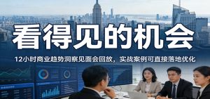 2026看得见的机会，12小时商业趋势洞察见面会回放，实战案例可直接落地优化-数智网创