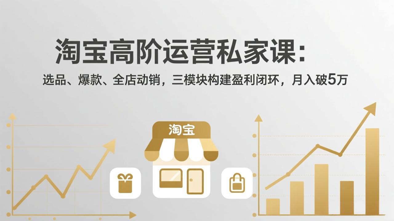 淘宝高阶运营私家课：选品、爆款、全店动销，三模块构建盈利闭环，月入破5万(更新26年2月-数智网创