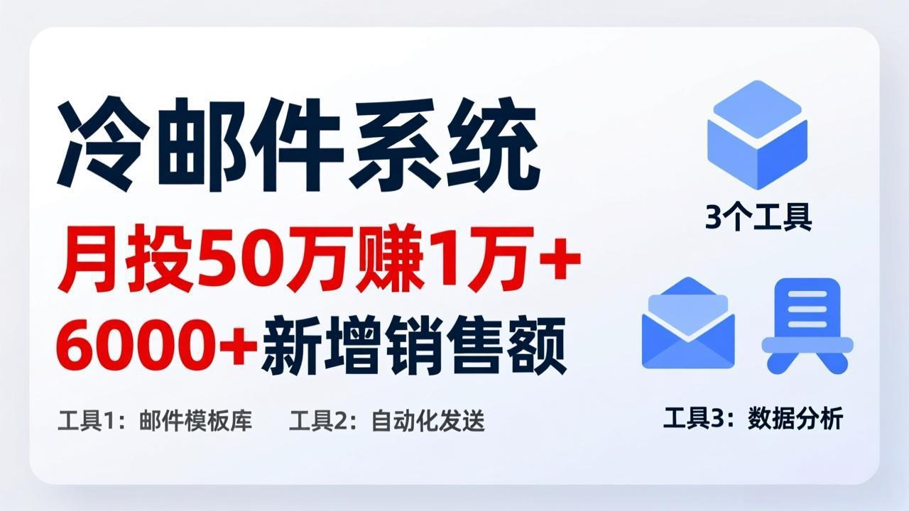 月投 50 刀赚 1 万 +!冷邮件系统:6000 + 新增销售额,靠 3 个工具轻松搞-数智网创