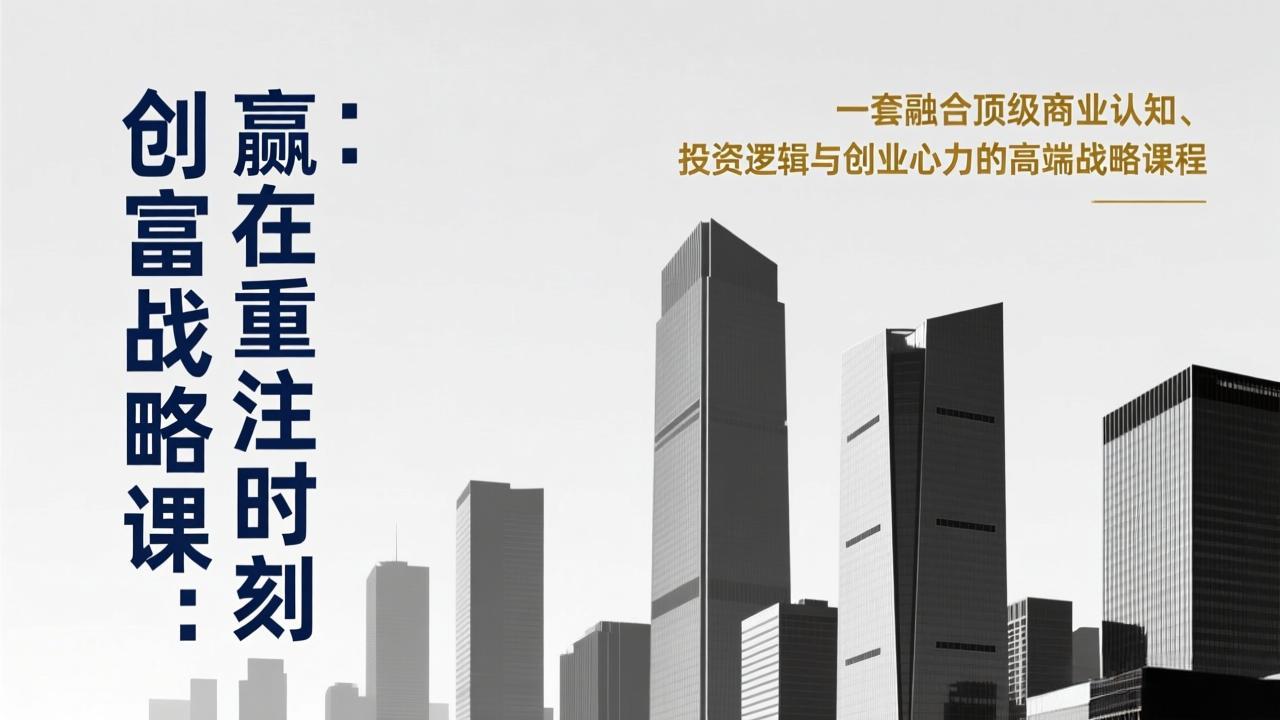 《创富战略课：赢在重注时刻》一套融合顶级商业认知、投资逻辑与创业心力的高端战略课程-数智网创