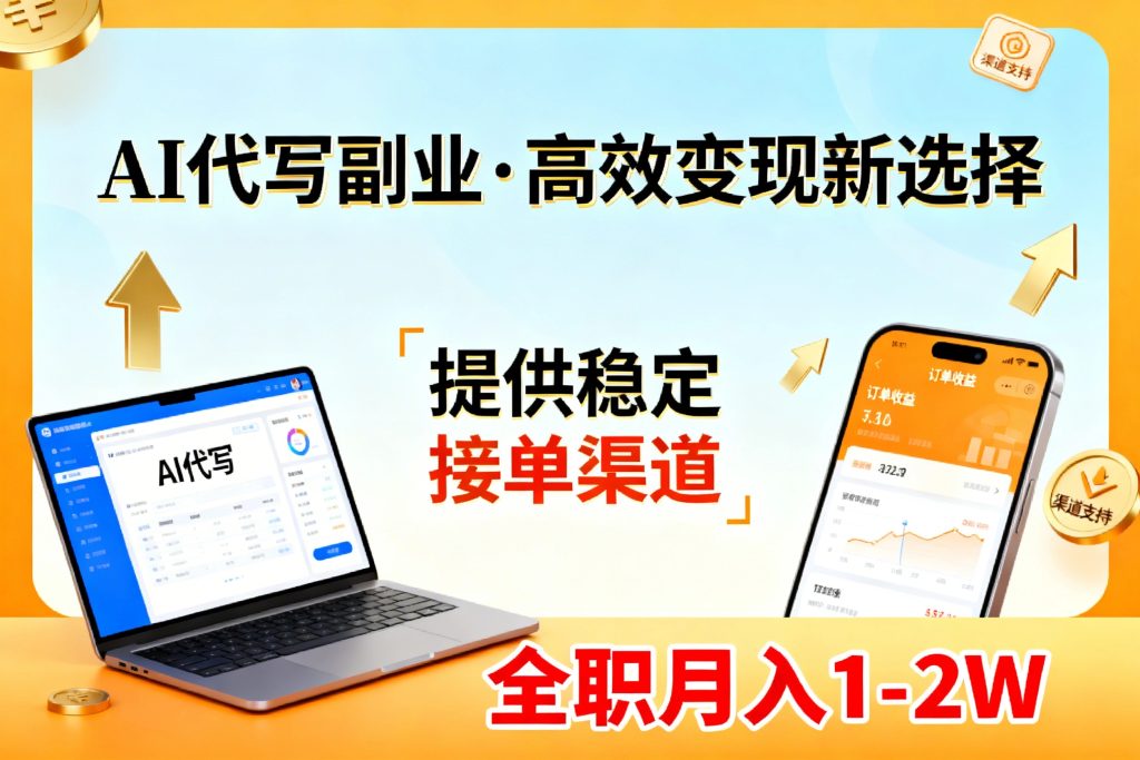 AI代写副业，高效变现，提供渠道，永不失业副业兼职 全职月入1-2W【SOP手册】-数智网创