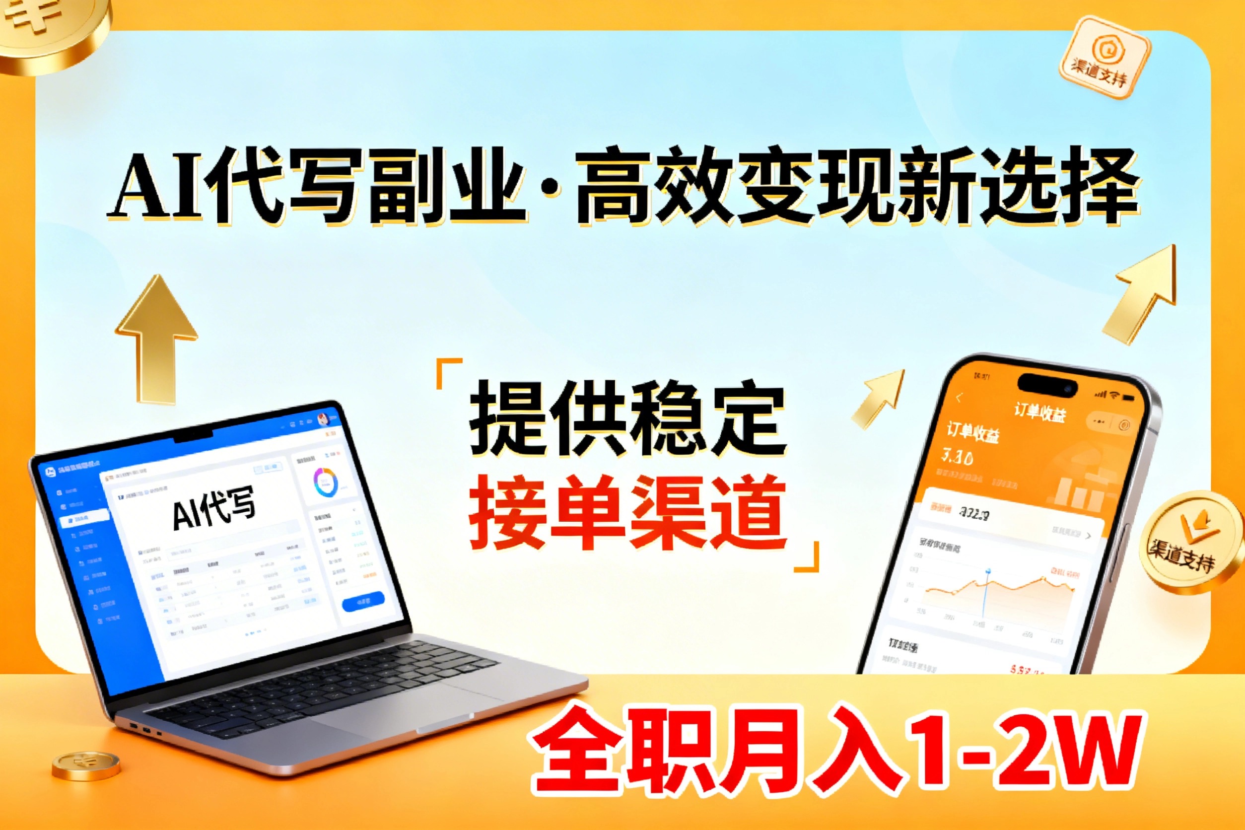 AI代写副业，高效变现，提供渠道，永不失业副业兼职 全职月入1-2W【SOP手册】-数智网创