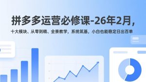 拼多多运营必修课-26年2月，十大模块、从零到精、全景教学，系统筑基，小白也能稳定日出百单-数智网创