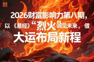2026财富影响力第八期，以《易经》智慧洞见未来，借“离火”大运布局新程-数智网创