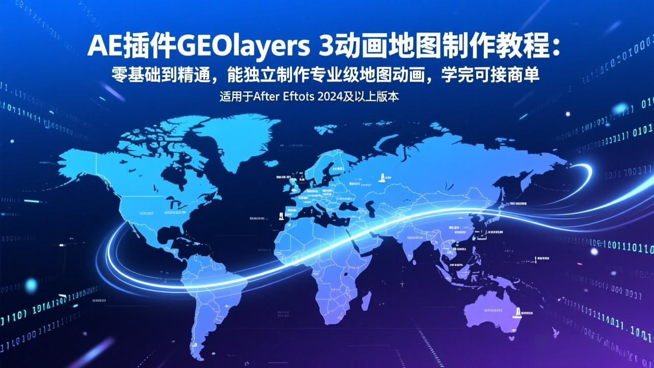 AE插件GEOlayers 3动画地图制作教程：零基础到精通，能独立制作专业级地图动画，学完可接商单-数智网创