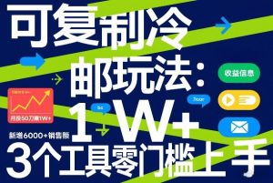 可复制冷邮件玩法：月投50刀賺1W+，新增6000+销售额，3个工具零门槛上手-数智网创