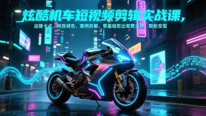 炫酷机车短视频剪辑实战课，运镜卡点、特效调色、案例拆解，零基础剪出高赞大片，吸粉变现-数智网创