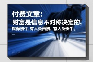 付费文章：财富是信息不对称决定的，就像慢牛，有人负责慢，有人负责牛-数智网创