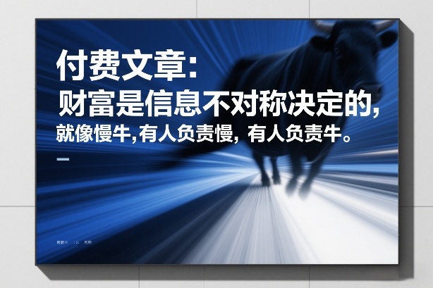 付费文章：财富是信息不对称决定的，就像慢牛，有人负责慢，有人负责牛-数智网创