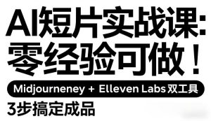 AI短片实战课：零经验可做，Midjourney+ElevenLabs双工具，3步搞定成品-数智网创