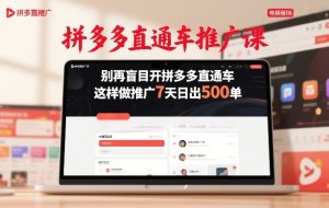 拼多多直通车推广课，别再盲目开拼多多直通车，这样做推广7天日出500单-数智网创