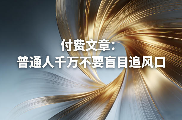 付费文章:普通人千万不要盲目追风口-数智网创