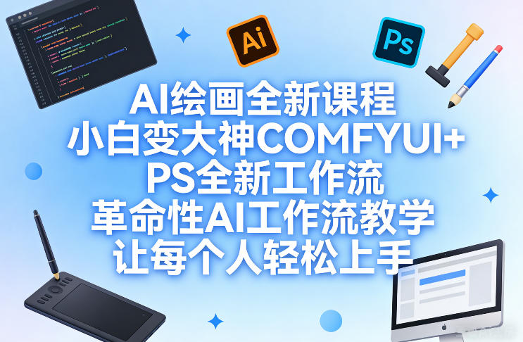 AI绘画全新课程,小白变大神COMFYUI+PS全新工作流,革命性AI工作流教学,让每个人轻松上手-数智网创