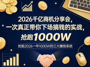 2026千亿商机分享会，一次真正带你下场搞钱的实战，抢跑2026一年1000W的三大賺钱系统-数智网创