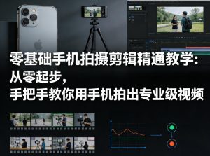 零基础手机拍摄剪辑精通教学：从零起步，手把手教你用手机拍出专业级视频-数智网创