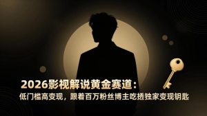 2026影视解说黄金赛道：低门槛高变现，跟着百万粉丝博主吃透独家变现钥匙-数智网创