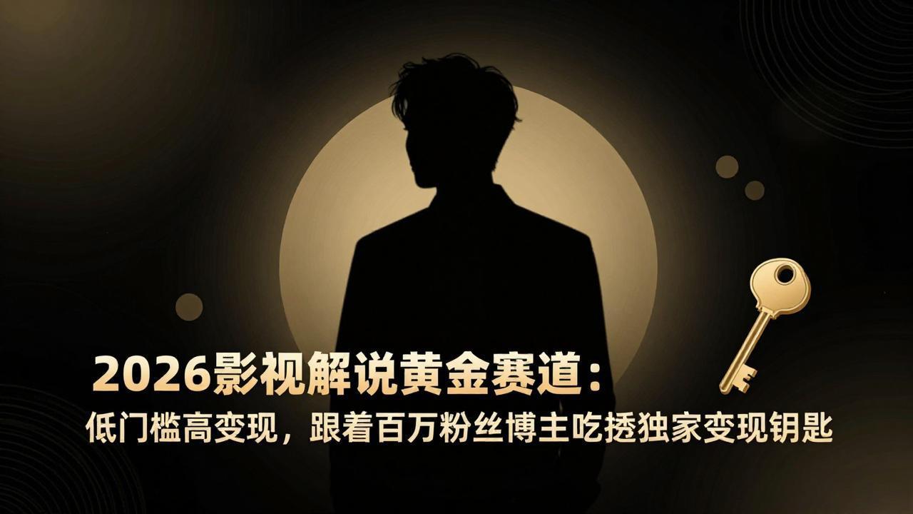 2026影视解说黄金赛道：低门槛高变现，跟着百万粉丝博主吃透独家变现钥匙-数智网创