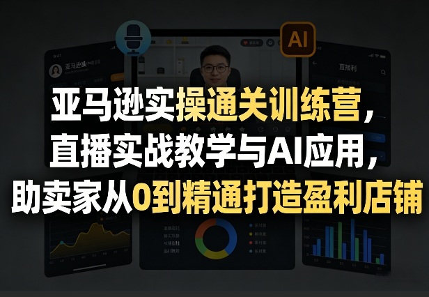 亚马逊实操通关训练营，直播实战教学与AI应用，助卖家从0到精通打造盈利店铺(更新3月)-数智网创