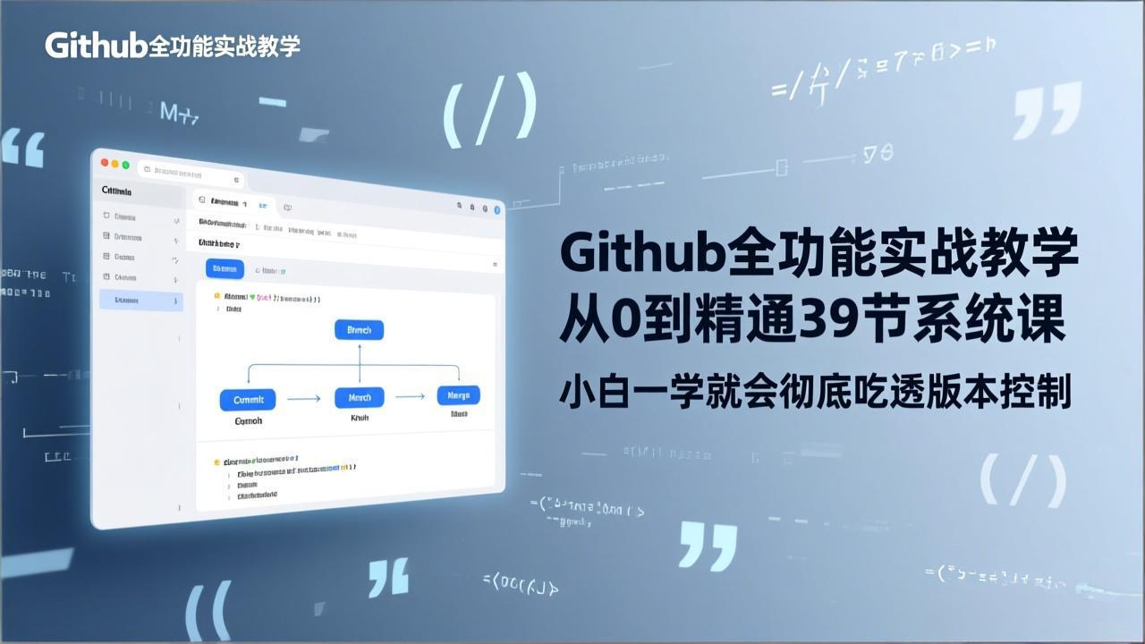 GitHub-全功能实战教学,从0到精通39节系统课,小白一学就会彻底吃透版本控制-数智网创