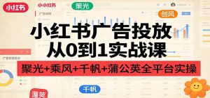 小红书广告投放从0到1实战课:聚光+乘风+千帆+蒲公英全平台实操-数智网创