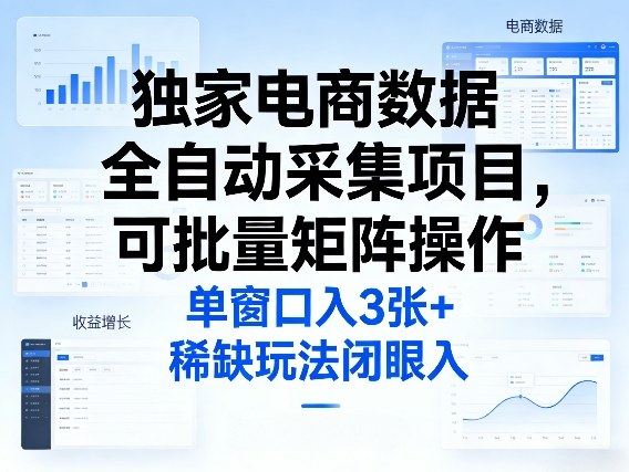 独家电商数据全自动采集项目,可批量矩阵操作,单窗口日入3张+,稀缺玩法闭眼入【揭秘】-数智网创