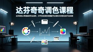 达芬奇调色从零基础到专业进阶,29节实战课系统覆盖节点调色与风格化技巧全流程-数智网创