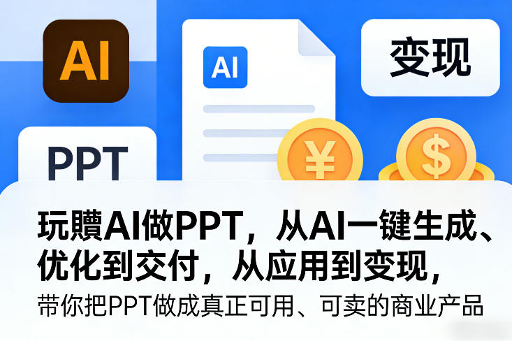 玩賺AI做PPT，从AI一键生成、优化到交付，从应用到变现，带你把PPT做成真正可用、可卖的商业产品-数智网创