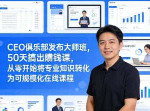 CEO俱乐部发布大师班，50天搞出賺钱课，从零开始将专业知识转化为可规模化在线课程-数智网创