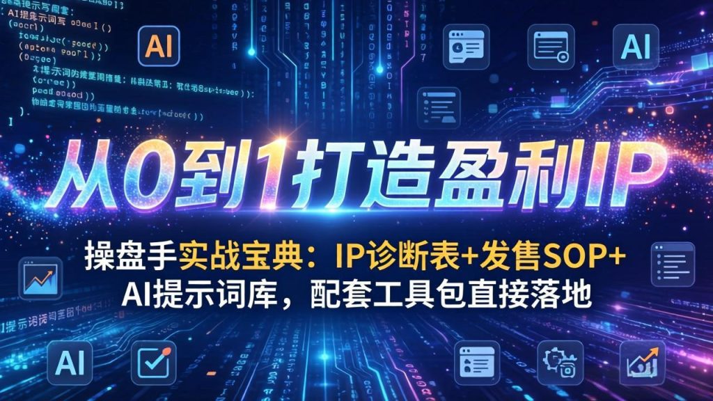 操盘手实战宝典：IP诊断表+发售SOP+AI提示词库，配套工具包直接落地，从0到1打造盈利IP-数智网创
