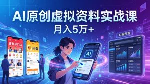 AI原创虚拟资料实战课：2026新机会，小红书闲鱼开店，普通人用AI轻松变现，月入5万+-数智网创