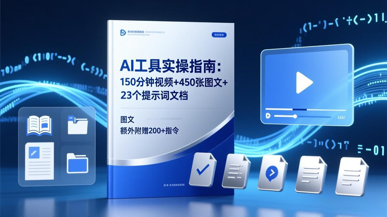 AI工具实操指南:150分钟视频+450张图文+23个提示词文档,额外附赠200+指令-数智网创