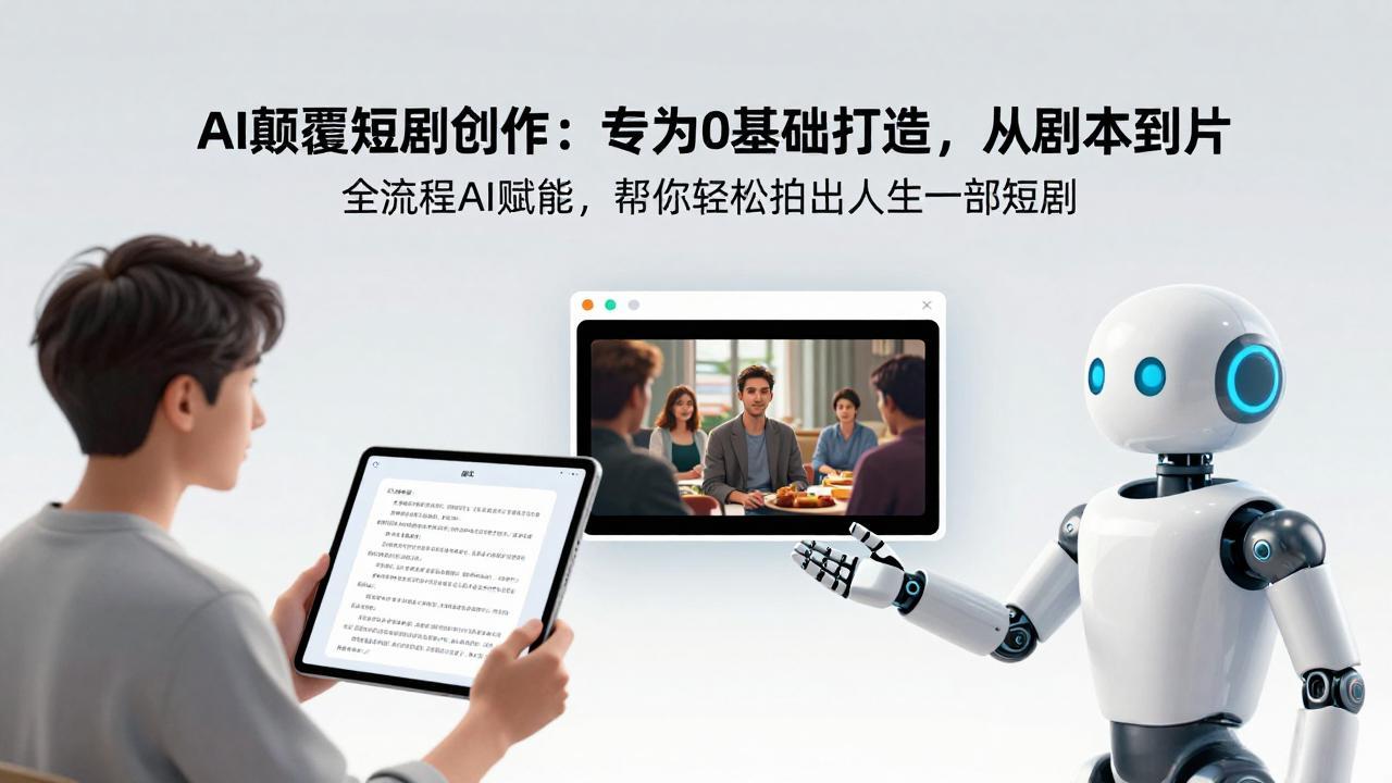AI颠覆短剧创作：专为0基础打造，从剧本到成片全流程AI赋能，帮你轻松拍出人生第一部短剧-数智网创