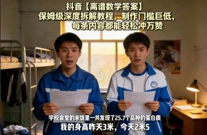 抖音【离谱数学答案】保姆级深度拆解教程，制作门槛巨低，每条内容都能轻松冲万赞，附详细步骤-数智网创