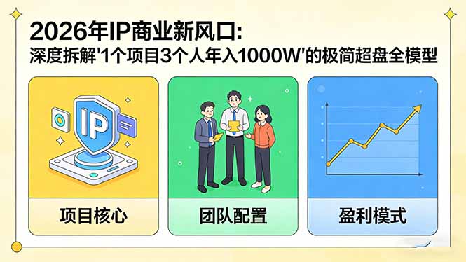 2026年IP商业新风口：深度拆解“1个项目3个人年入1000W”的极简超盘全模型-数智网创