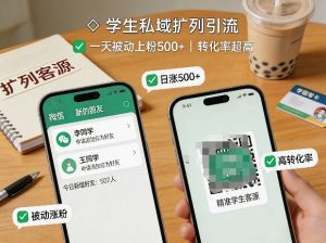 学生私域扩列引流,一天被动上粉500+,转化率超高-数智网创