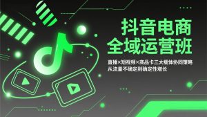 抖音电商全域运营班：直播×短视频×商品卡三大载体协同策略，从流量不确定到确定性增长-数智网创