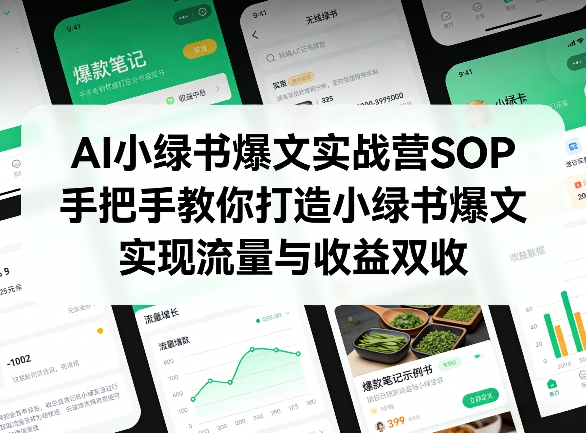 AI小绿书爆文实战营SOP，手把手教你打造小绿书爆文，实现流量与收益双收-数智网创