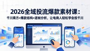 2026全域投流爆款素材课：千川乘方+爆款结构+逐帧分析，让电商人轻松学会投千川-数智网创
