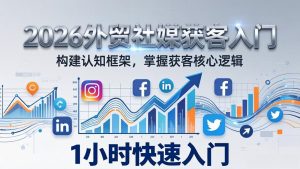 2026 外贸社媒获客入门：1小时搭建认知框架，新手快速开启社媒获客之路-数智网创