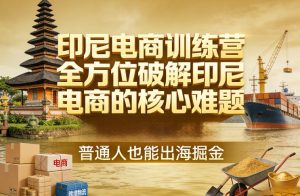 印尼电商训练营，全方位破解印尼电商的核心难题，普通人也能出海掘金-数智网创