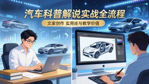 抖音汽车科普解说实战：文案+动画+画面处理+去水印全流程，打造专业汽车科普视频-数智网创