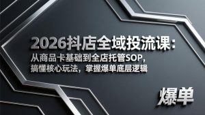 2026抖店全域投流课：从商品卡基础到全店托管SOP，搞懂核心玩法，掌握爆单底层逻辑-数智网创