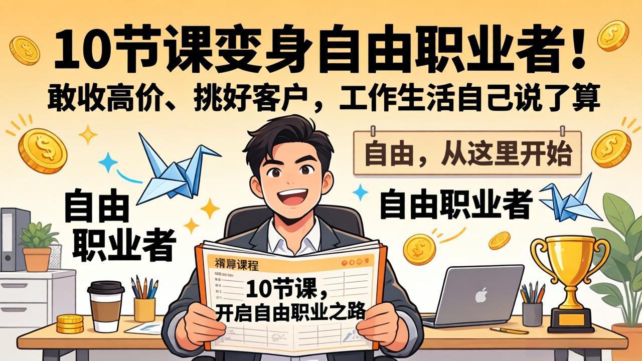 10 节课变身自由职业者！敢收高价、挑好客户，工作生活自己说了算-数智网创
