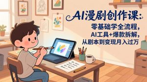 AI漫剧创作课:零基础学全流程,AI工具+爆款拆解,从剧本到变现月入过万-数智网创