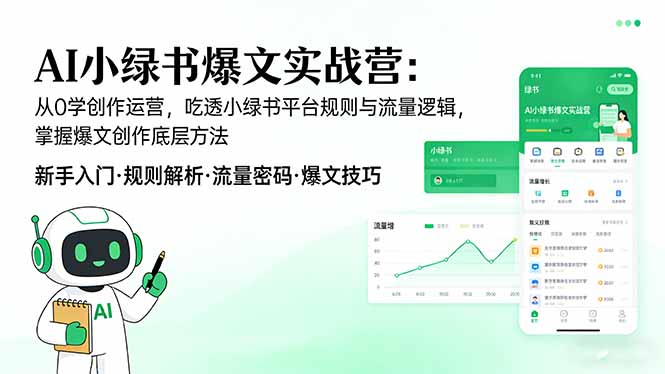 AI 小绿书爆文实战营：从0学创作运营，吃透小绿书平台规则与流量逻辑，掌握爆文创作底层方法-数智网创