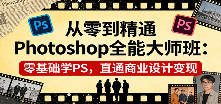 从零到精通Photoshop全能大师班：零基础学PS，直通商业设计变现-数智网创