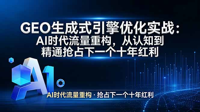 GEO 生成式引擎优化实战：AI时代流量重构，从认知到精通抢占下一个十年红利-数智网创