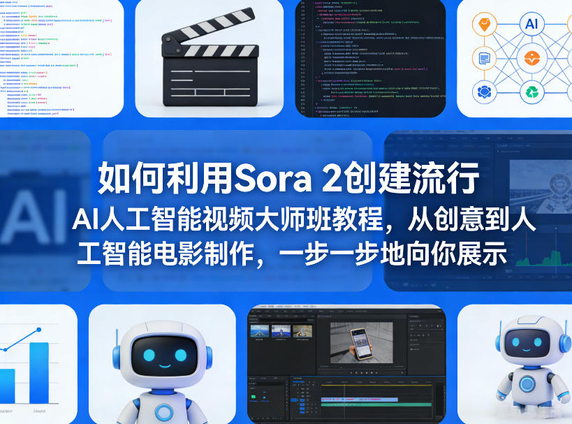 如何利用Sora 2创建流行AI人工智能视频大师班教程，从创意到人工智能电影制作，一步一步地向你展示-数智网创