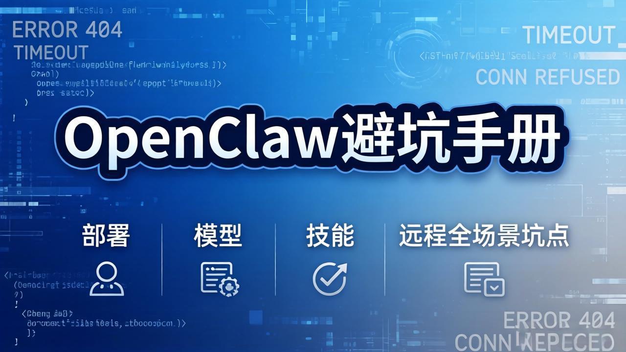 OpenClaw避坑手册：部署+模型+技能+远程全场景坑点，一次性给你说全，少走弯路-数智网创